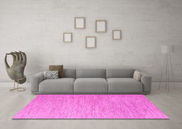 Machine Washable Solid Pink Modern Rug in a Living Room, wshabs5079pnk