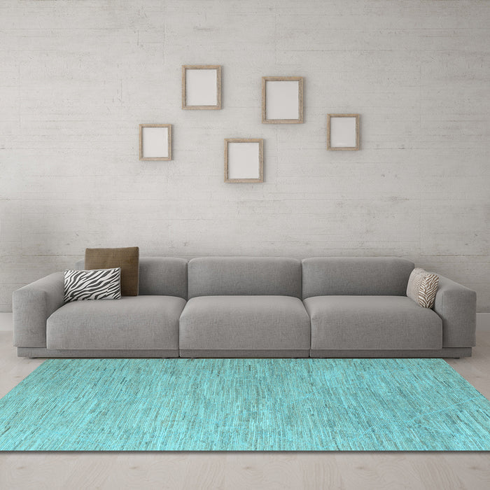 Machine Washable Solid Light Blue Modern Rug in a Living Room, wshabs5079lblu