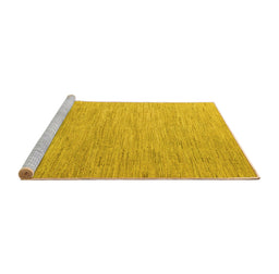 Sideview of Machine Washable Solid Yellow Modern Rug, wshabs5079yw