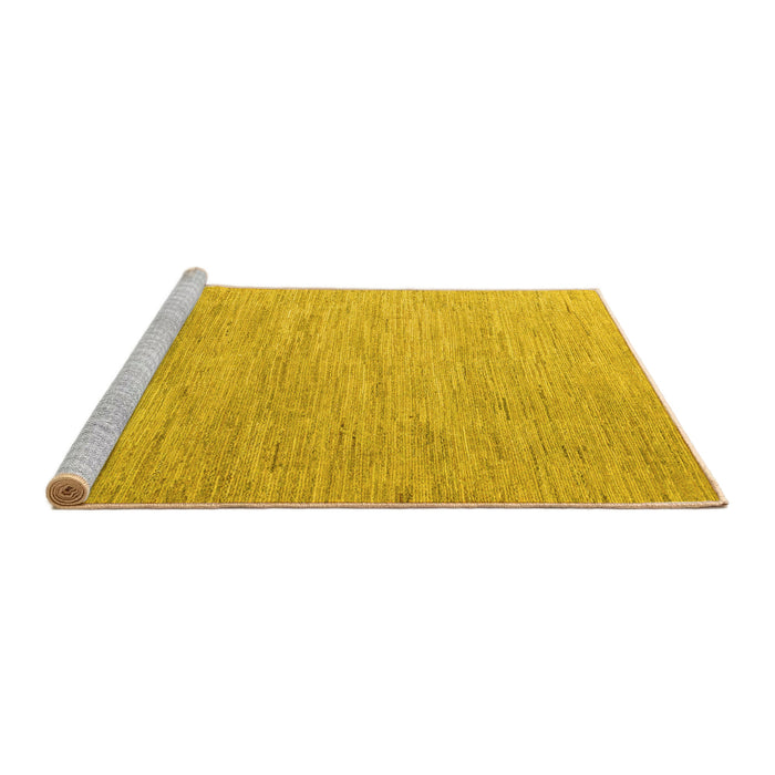 Sideview of Machine Washable Solid Yellow Modern Rug, wshabs5079yw