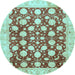 Round Abstract Light Blue Modern Rug, abs507lblu