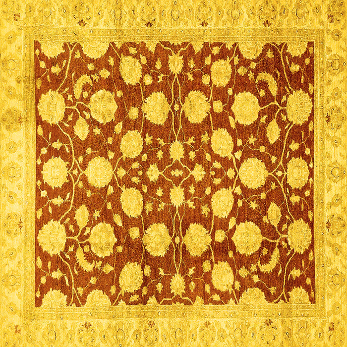 Square Machine Washable Abstract Yellow Modern Rug, wshabs507yw