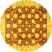 Round Machine Washable Abstract Yellow Modern Rug, wshabs507yw