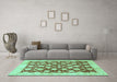 Machine Washable Abstract Turquoise Modern Area Rugs in a Living Room,, wshabs507turq