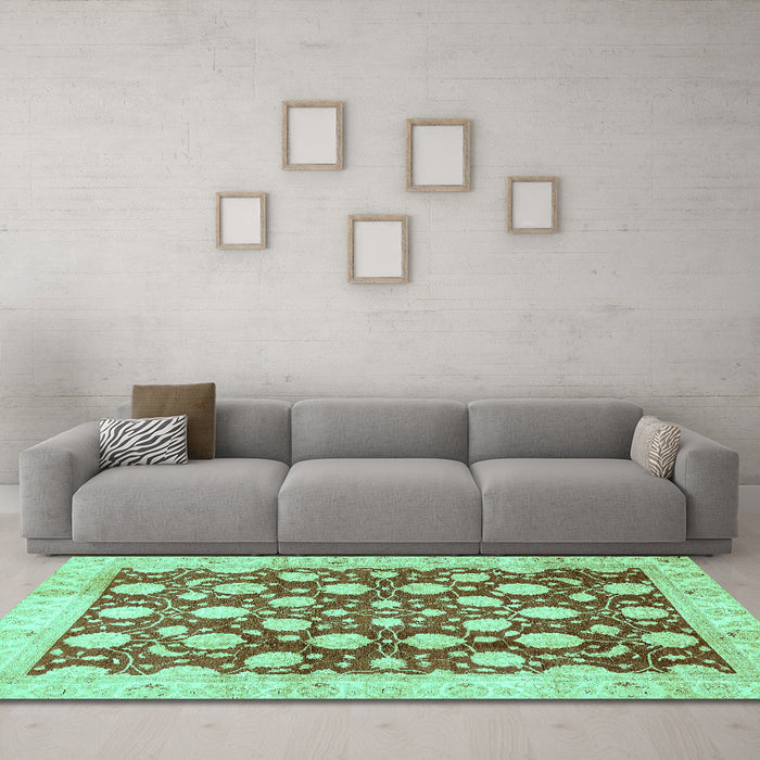 Machine Washable Abstract Turquoise Modern Area Rugs in a Living Room,, wshabs507turq