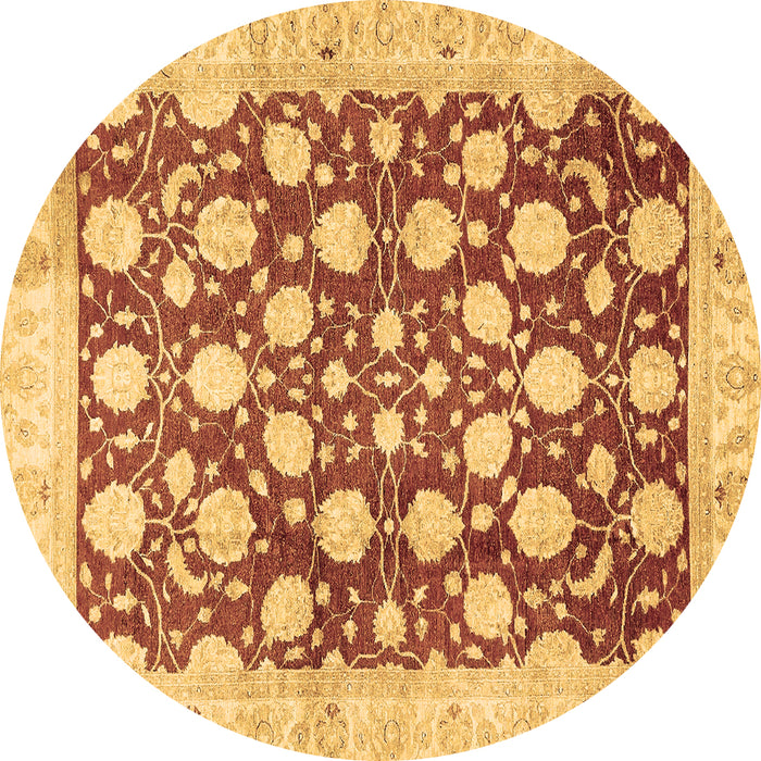 Round Abstract Brown Modern Rug, abs507brn