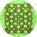 Round Machine Washable Abstract Green Modern Area Rugs, wshabs507grn