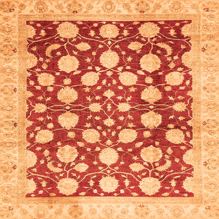 Square Machine Washable Abstract Orange Modern Area Rugs, wshabs507org