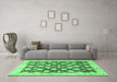 Machine Washable Abstract Emerald Green Modern Area Rugs in a Living Room,, wshabs507emgrn