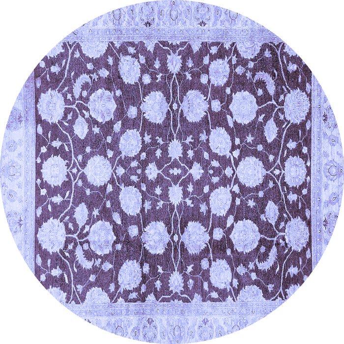Round Abstract Blue Modern Rug, abs507blu