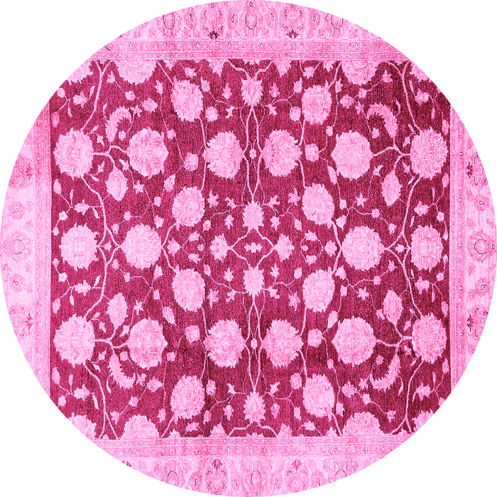 Round Abstract Pink Modern Rug, abs507pnk