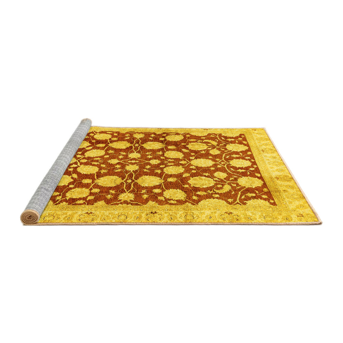 Sideview of Machine Washable Abstract Yellow Modern Rug, wshabs507yw