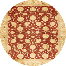 Round Machine Washable Abstract Orange Red Rug, wshabs507