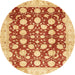 Round Machine Washable Abstract Orange Red Rug, wshabs507