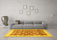 Machine Washable Abstract Yellow Modern Rug, wshabs507yw