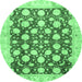 Round Abstract Emerald Green Modern Rug, abs507emgrn