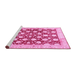 Sideview of Machine Washable Abstract Pink Modern Rug, wshabs507pnk