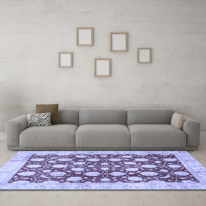 Machine Washable Abstract Blue Modern Rug in a Living Room, wshabs507blu
