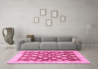 Machine Washable Abstract Pink Modern Rug, wshabs507pnk