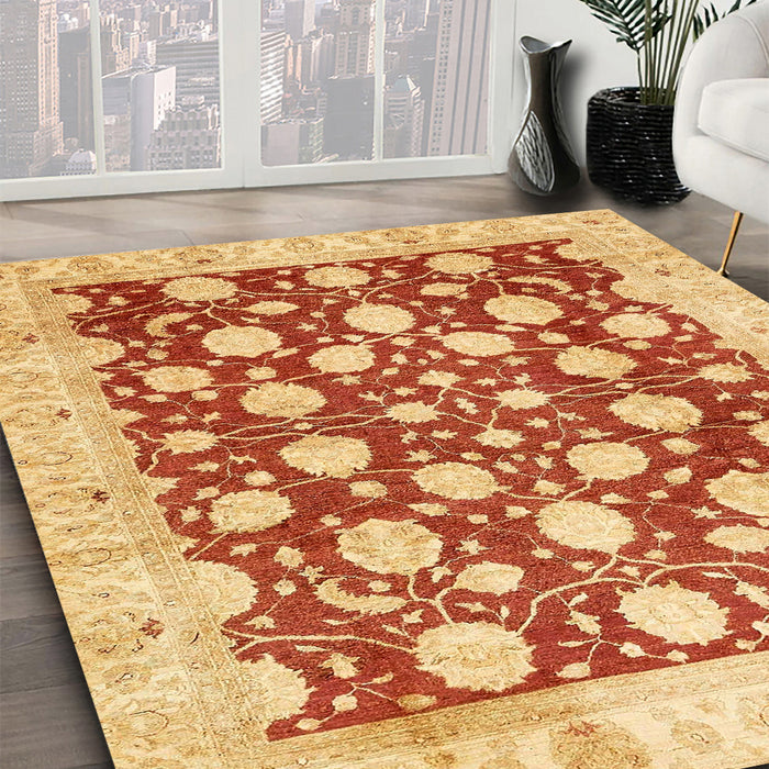 Abstract Orange Red Modern Rug in Family Room, abs507