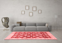 Machine Washable Abstract Red Modern Rug, wshabs507red