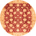 Round Machine Washable Abstract Orange Modern Area Rugs, wshabs507org