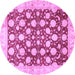 Round Machine Washable Abstract Purple Modern Area Rugs, wshabs507pur