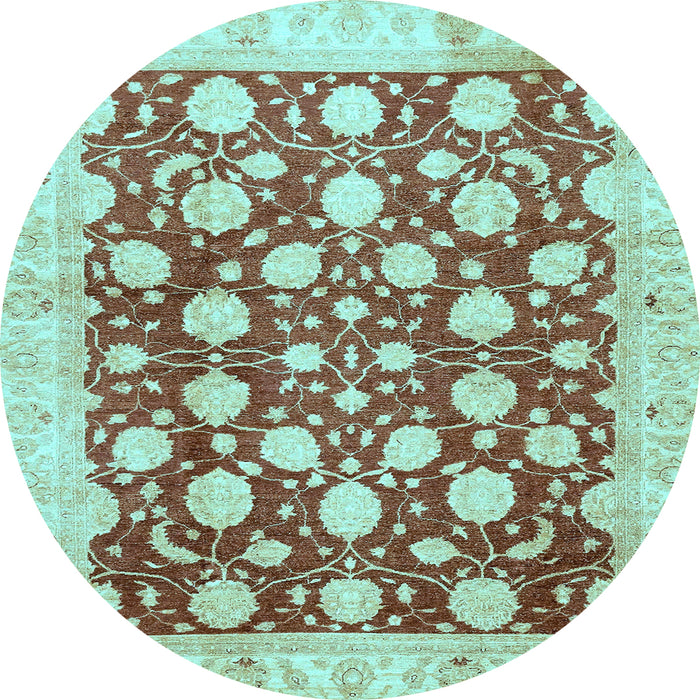 Round Machine Washable Abstract Light Blue Modern Rug, wshabs507lblu