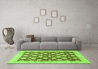 Machine Washable Abstract Green Modern Rug, wshabs507grn