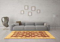 Machine Washable Abstract Brown Modern Rug, wshabs507brn