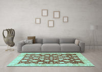 Machine Washable Abstract Light Blue Modern Rug, wshabs507lblu