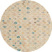 Round Abstract Deep Peach Orange Modern Rug, abs5080