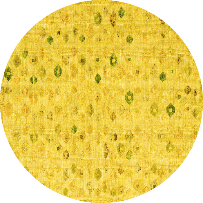 Round Machine Washable Abstract Yellow Modern Rug, wshabs5080yw
