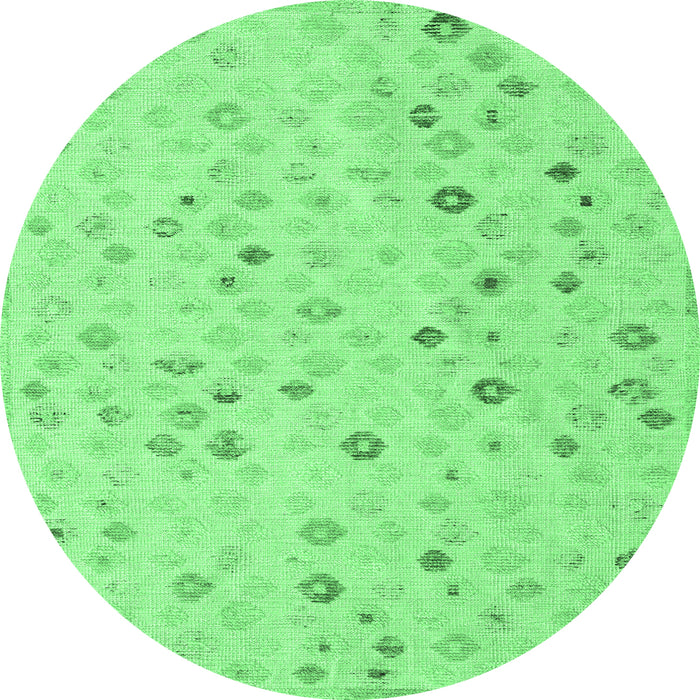 Round Machine Washable Abstract Emerald Green Modern Area Rugs, wshabs5080emgrn