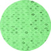 Round Machine Washable Abstract Emerald Green Modern Area Rugs, wshabs5080emgrn