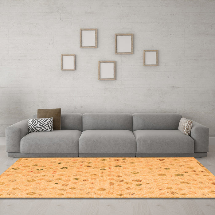 Machine Washable Abstract Orange Modern Area Rugs in a Living Room, wshabs5080org