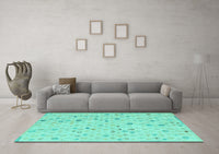 Machine Washable Abstract Turquoise Modern Rug, wshabs5080turq