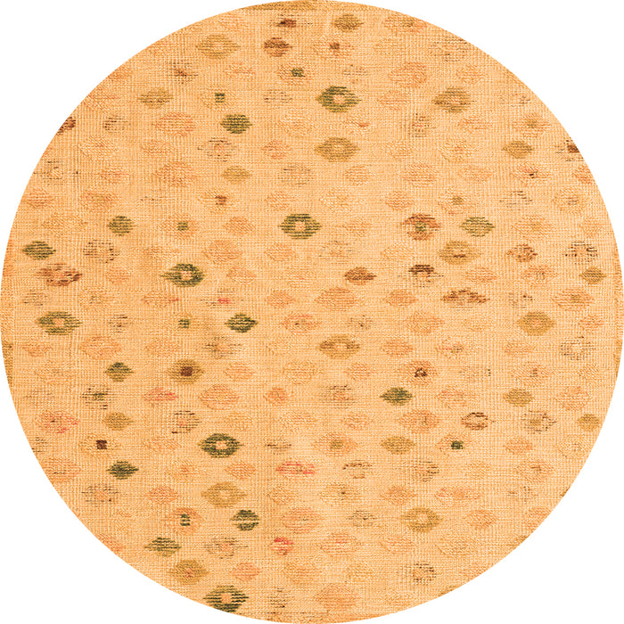 Round Machine Washable Abstract Orange Modern Area Rugs, wshabs5080org