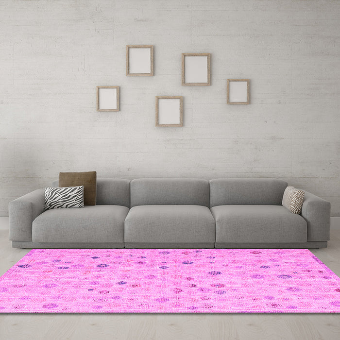 Machine Washable Abstract Pink Modern Rug in a Living Room, wshabs5080pnk
