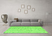 Machine Washable Abstract Green Modern Area Rugs in a Living Room,, wshabs5080grn