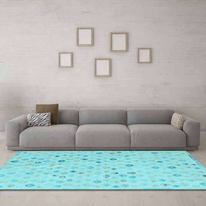Machine Washable Abstract Light Blue Modern Rug in a Living Room, wshabs5080lblu