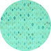 Round Abstract Turquoise Modern Rug, abs5080turq