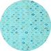 Round Machine Washable Abstract Light Blue Modern Rug, wshabs5080lblu