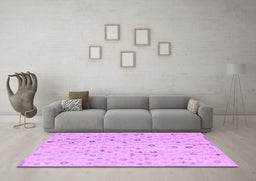 Machine Washable Abstract Purple Modern Area Rugs in a Living Room, wshabs5080pur