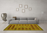 Machine Washable Abstract Yellow Modern Rug, wshabs5081yw