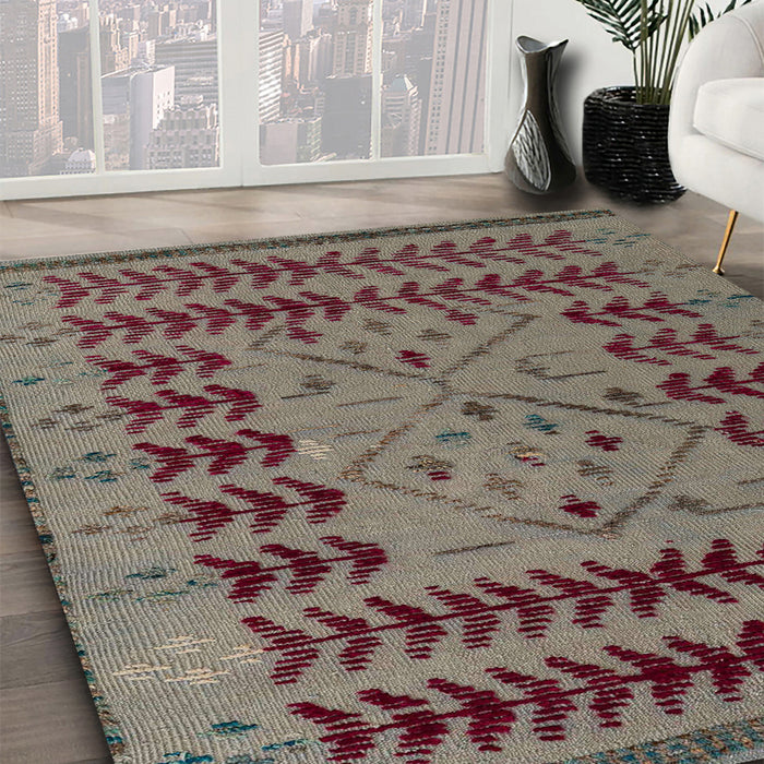 Abstract Khaki Green Modern Rug in Family Room, abs5081