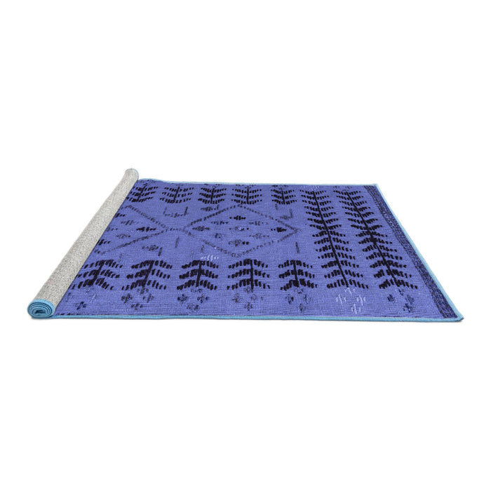 Sideview of Machine Washable Abstract Blue Modern Rug, wshabs5081blu