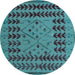 Round Machine Washable Abstract Light Blue Modern Rug, wshabs5081lblu