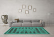 Machine Washable Abstract Turquoise Modern Area Rugs in a Living Room,, wshabs5081turq