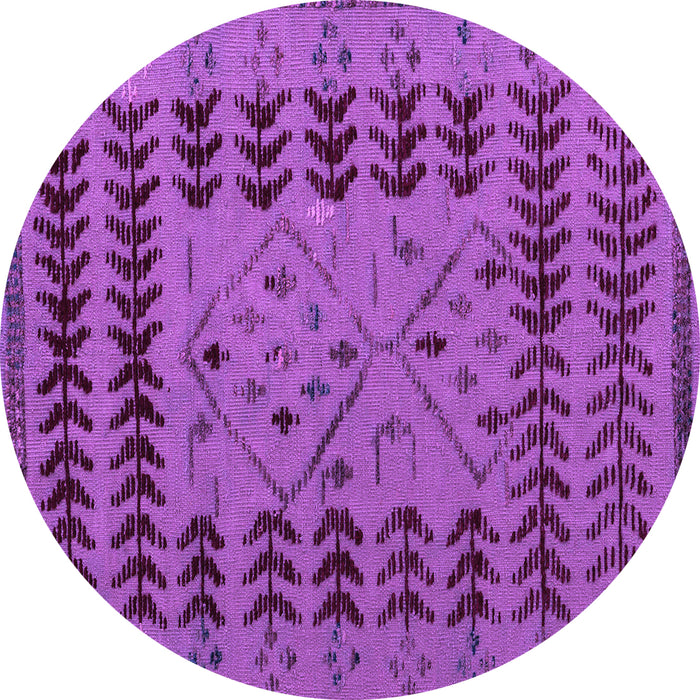 Round Abstract Purple Modern Rug, abs5081pur